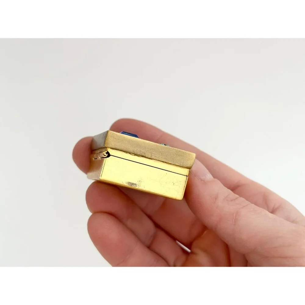 Rhinestone 80's Vintage Gold Toned Compact Mirror Trinket | Jewelry | Ring Box